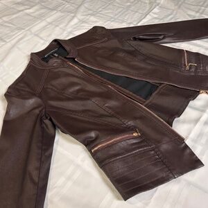 White House Black Market Faux Leather Moto Jacket – Brown – XS
